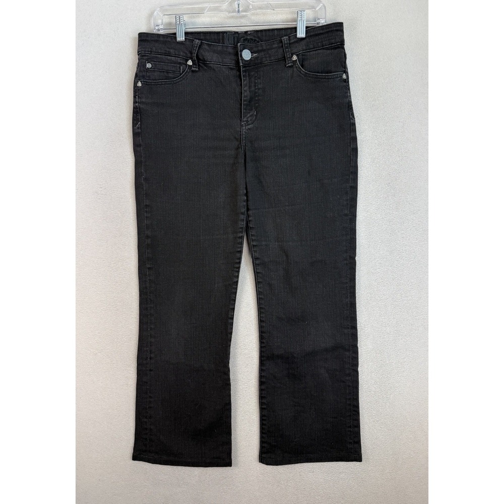 Kut From The Kloth Jeans Women's Sz 10 Mid Rise Straight Wide Leg Black Denim